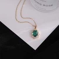 Copper IG Style Elegant Lady Inlay Water Droplets Butterfly Zircon Pendant Necklace main image 5