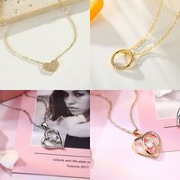Copper Casual Classic Style Hollow Out Inlay Round Heart Shape Bee Zircon Pendant Necklace main image 1