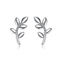 1 Pair Basic Modern Style Classic Style Leaf Inlay Sterling Silver Zircon White Gold Plated Ear Studs sku image 1