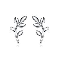 1 Par Básico Estilo Moderno Estilo Clásico Hoja Embutido Plata Esterlina Circón Blanco Oro Plateado Pendientes sku image 1