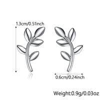 1 Pair Basic Modern Style Classic Style Leaf Inlay Sterling Silver Zircon White Gold Plated Ear Studs main image 2