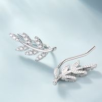 1 Pair Basic Modern Style Classic Style Leaf Inlay Sterling Silver Zircon White Gold Plated Ear Studs main image 5