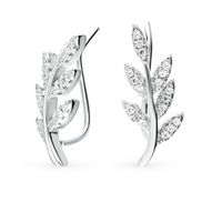 1 Pair Basic Modern Style Classic Style Leaf Inlay Sterling Silver Zircon White Gold Plated Ear Studs sku image 3