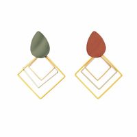 1 Pair Sweet Artistic Square Enamel Copper 18K Gold Plated Drop Earrings main image 3