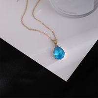 Copper IG Style Elegant Lady Inlay Water Droplets Butterfly Zircon Pendant Necklace sku image 6