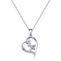 Copper Casual Classic Style Hollow Out Inlay Round Heart Shape Bee Zircon Pendant Necklace sku image 3