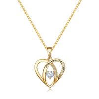 Copper Casual Classic Style Hollow Out Inlay Round Heart Shape Bee Zircon Pendant Necklace sku image 4