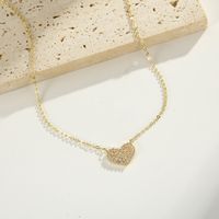 Copper Casual Classic Style Hollow Out Inlay Round Heart Shape Bee Zircon Pendant Necklace sku image 2