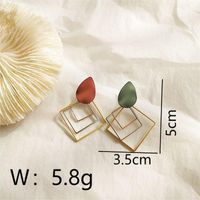 1 Pair Sweet Artistic Square Enamel Copper 18K Gold Plated Drop Earrings sku image 1