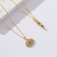 Copper 18K Gold Plated IG Style Simple Style Enamel Inlay Irregular Eye Flower Zircon Pendant Necklace main image 7