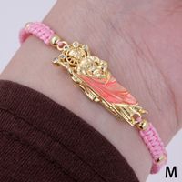 Simple Style Classic Style Color Block Rope Copper Knitting Enamel Inlay Zircon 18K Gold Plated Women's Drawstring Bracelets sku image 5