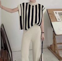 Täglich Frau Lässig Elegant Streifen Polyester Hosen-Sets Hosen-Sets main image 1