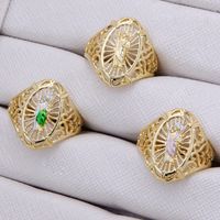 Copper 18K Gold Plated Cool Style Enamel Plating Solid Color Open Rings main image 1