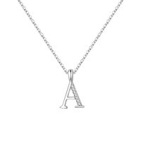 Sterling Silver Casual Classic Style Shiny Inlay Letter Zircon Pendant Necklace main image 7