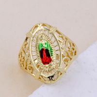 Le Cuivre Plaqué Or 18K Artistique Style Cool Émail Placage Couleur Unie Bague Large Bande main image 5