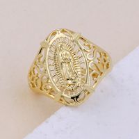 Copper 18K Gold Plated Artistic Cool Style Enamel Plating Solid Color Wide Band Rings main image 3