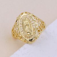 Le Cuivre Plaqué Or 18K Artistique Style Cool Émail Placage Couleur Unie Bague Large Bande sku image 1