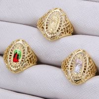 Copper 18K Gold Plated Artistic Cool Style Enamel Plating Solid Color Wide Band Rings main image 1