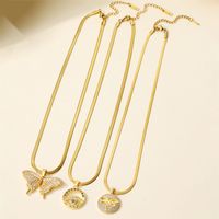 304 Stainless Steel 18K Gold Plated Casual Inlay Butterfly Devil's Eye Dragonfly Zircon Pendant Necklace main image 10