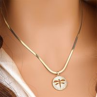 304 Stainless Steel 18K Gold Plated Casual Inlay Butterfly Devil's Eye Dragonfly Zircon Pendant Necklace main image 8