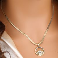 304 Stainless Steel 18K Gold Plated Casual Inlay Butterfly Devil's Eye Dragonfly Zircon Pendant Necklace main image 9