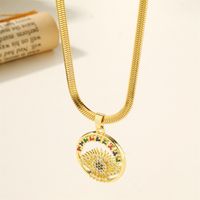 304 Stainless Steel 18K Gold Plated Casual Inlay Butterfly Devil's Eye Dragonfly Zircon Pendant Necklace main image 6