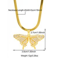 304 Stainless Steel 18K Gold Plated Casual Inlay Butterfly Devil's Eye Dragonfly Zircon Pendant Necklace main image 2