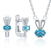 Elegant Lady Modern Style Rabbit Sterling Silver Inlay Zircon Women's Earrings Necklace Jewelry Set sku image 3
