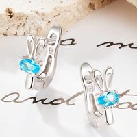 Elegant Lady Modern Style Rabbit Sterling Silver Inlay Zircon Women's Earrings Necklace Jewelry Set main image 4
