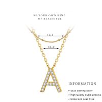 Sterling Silver Copper Casual Classic Style Shiny Inlay Letter Zircon Double Layer Necklaces main image 2