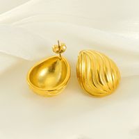 1 Pair Cute Simple Style Water Droplets 304 Stainless Steel Titanium Steel 18K Gold Plated Ear Studs main image 3