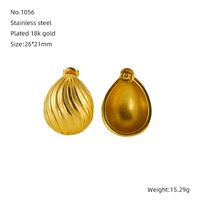 1 Pair Cute Simple Style Water Droplets 304 Stainless Steel Titanium Steel 18K Gold Plated Ear Studs main image 2