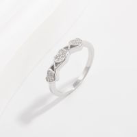 Sterling Silver White Gold Plated Elegant Glam Romantic Inlay V Shape Cross Crown Zircon Rings main image 4