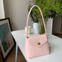 Women's Small Pu Leather Solid Color Basic Lock Clasp Underarm Bag sku image 1