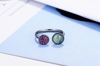 Wholesale Simple Style Round Copper Plating Inlay Opal Zircon Open Rings sku image 1