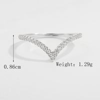 Sterling Silver White Gold Plated Elegant Glam Romantic Inlay V Shape Cross Crown Zircon Rings sku image 2