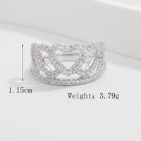 Sterling Silver White Gold Plated Elegant Glam Romantic Inlay V Shape Cross Crown Zircon Rings sku image 16