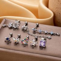 1 Piece Ear Cartilage Rings & Studs IG Style French Style Simple Style Heart Shape Flower Butterfly Copper Hollow Out Inlay Zircon main image 8