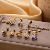 1 Piece Ear Cartilage Rings & Studs IG Style French Style Simple Style Heart Shape Flower Butterfly Copper Hollow Out Inlay Zircon main image 9