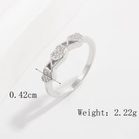 Sterling Silver White Gold Plated Elegant Glam Romantic Inlay V Shape Cross Crown Zircon Rings sku image 8