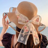 Women's Elegant Vacation Flower Bowknot Big Eaves Sun Hat main image 4