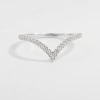 Sterling Silver White Gold Plated Elegant Glam Romantic Inlay V Shape Cross Crown Zircon Rings main image 6
