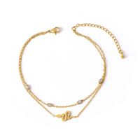 Simple Style Snake 304 Stainless Steel Glass Stone 18K Gold Plated Women's Anklet main image 3