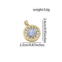 1 Stück 2,2*2,4 Cm Kupfer Zirkon 18 Karat Vergoldet Kreuzen Runden Anhänger sku image 9