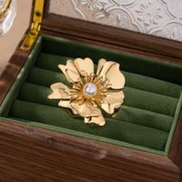 Großhandel Schmuck Elegant Prinzessin Blume Legierung 14 Karat Vergoldet Überzug Offener Ring main image 4