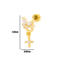 1 Piece Ear Cartilage Rings & Studs IG Style French Style Simple Style Cross Crown Flower Copper Inlay Zircon sku image 16