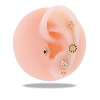 1 Piece Ear Cartilage Rings & Studs IG Style French Style Simple Style Cross Crown Flower Copper Inlay Zircon main image 8