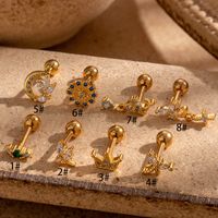 1 Piece Ear Cartilage Rings & Studs IG Style French Style Simple Style Cross Crown Flower Copper Inlay Zircon main image 10