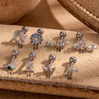 1 Piece Ear Cartilage Rings & Studs IG Style French Style Simple Style Cross Crown Flower Copper Inlay Zircon main image 9