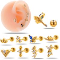 1 Piece Ear Cartilage Rings & Studs IG Style French Style Simple Style Star Flower Butterfly Copper Inlay Zircon main image 1